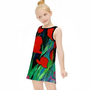 Red Tulips Children's Sleeveless Dress