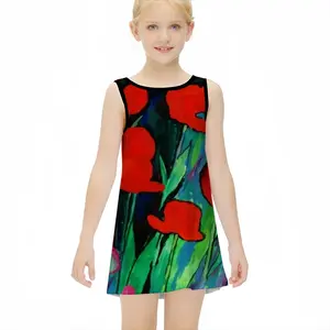 Red Tulips Children's Sleeveless Dress