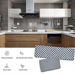 Black-And-White Kitchen Floor Mats (Multi-Size)