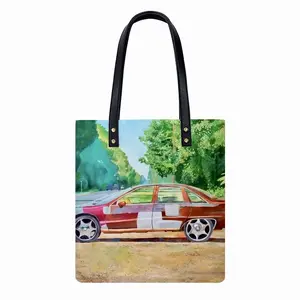 Car On Highway 319 Leather Shoulder Bag