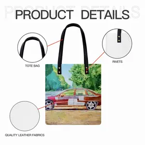 Car On Highway 319 Leather Shoulder Bag