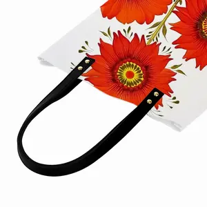 Three Red Flowers Leather Shoulder Bag