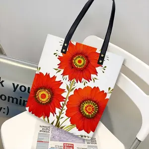 Three Red Flowers Leather Shoulder Bag