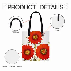 Three Red Flowers Leather Shoulder Bag