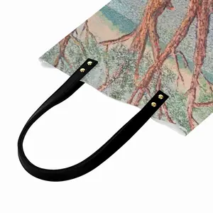 Trees Near A Lake Leather Shoulder Bag