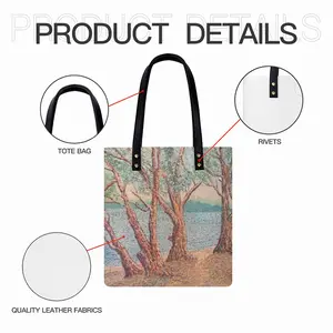 Trees Near A Lake Leather Shoulder Bag