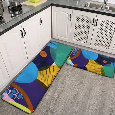 Blue And Green Modern Kitchen Floor Mats (Multi-Size)