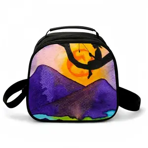 The Moon Fisher - Watercolor Kids Children Fisher Purple Moon Mountain View Landscape Portable Meal Package