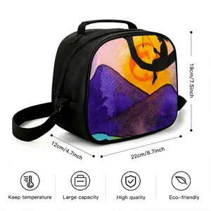 The Moon Fisher - Watercolor Kids Children Fisher Purple Moon Mountain View Landscape Portable Meal Package