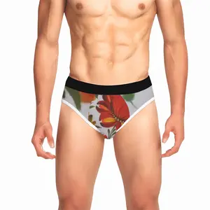 Men Orange Flower Briefs