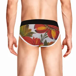 Men Orange Flower Briefs