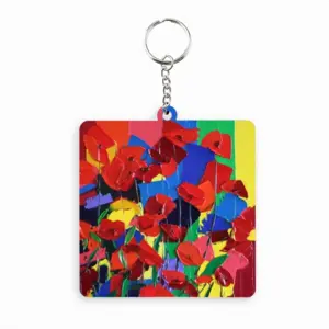 Poppies MDF Square Keychain