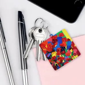 Poppies MDF Square Keychain