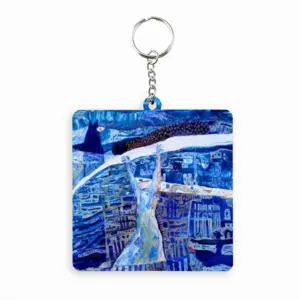 True Blue MDF Square Keychain