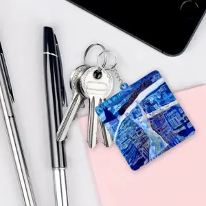 True Blue MDF Square Keychain