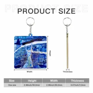 True Blue MDF Square Keychain