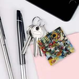 Postcard MDF Square Keychain