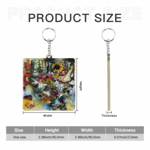 Postcard MDF Square Keychain