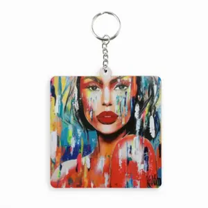 Summer Rain MDF Square Keychain