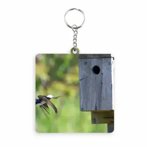 Swallow Takes Flight MDF Square Keychain