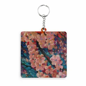 Apple Tree Blossom MDF Square Keychain