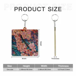 Apple Tree Blossom MDF Square Keychain