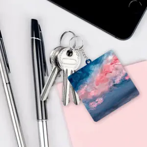 Cotton Candy Sky MDF Square Keychain