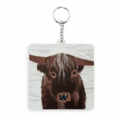 Bull - Red Bull Taurus Animals Buffalo Wild MDF Square Keychain