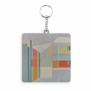 Cityscape MDF Square Keychain