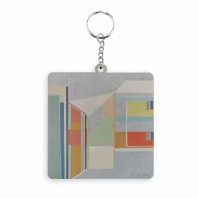 Cityscape MDF Square Keychain