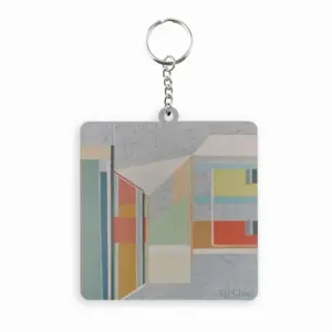 Cityscape MDF Square Keychain