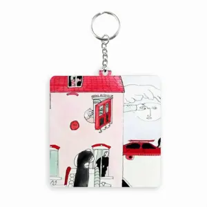 Dream House MDF Square Keychain