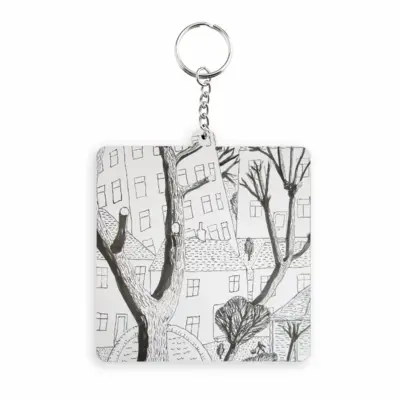 Trees MDF Square Keychain