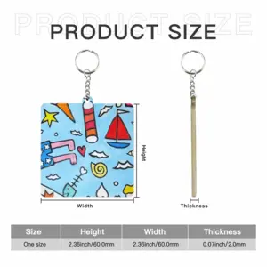 Seaside MDF Square Keychain