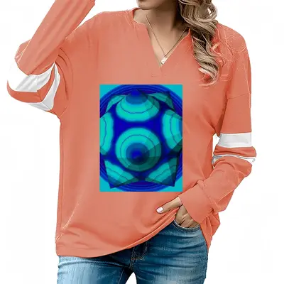 Women Nautilus V-neck Loose Sweatshirt