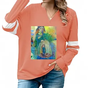 Women Love V-neck Loose Sweatshirt