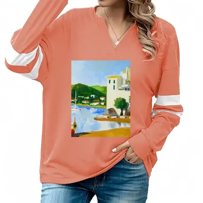 Women Cadaques (Spain) V-neck Loose Sweatshirt