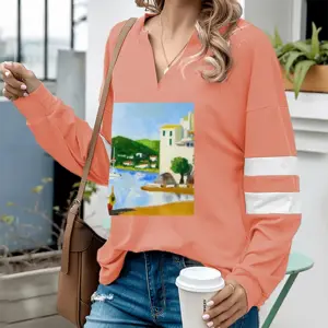 Women Cadaques (Spain) V-neck Loose Sweatshirt