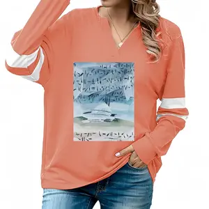 Women Watercolor - N V-neck Loose Sweatshirt