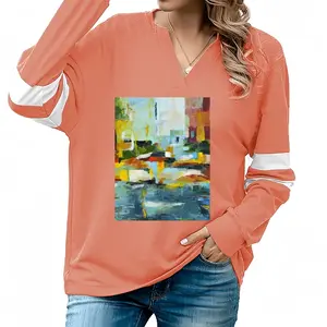 Women Capri V-neck Loose Sweatshirt