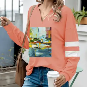 Women Capri V-neck Loose Sweatshirt