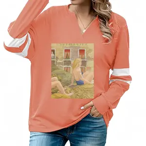 Women Cavalletto V-neck Loose Sweatshirt