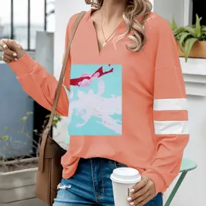 Women Summer Doodle V-neck Loose Sweatshirt