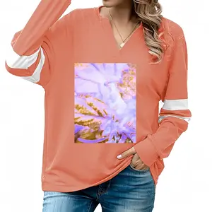 Women Winged Booby V-neck Loose Sweatshirt