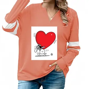 Women Love Is A Burden V-neck Loose Sweatshirt