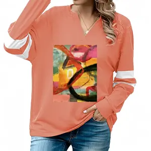 Women Dual 9 V-neck Loose Sweatshirt