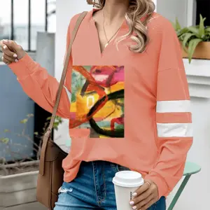 Women Dual 9 V-neck Loose Sweatshirt