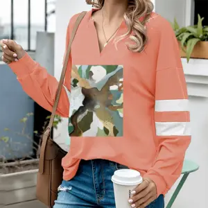 Women Beach Day V-neck Loose Sweatshirt