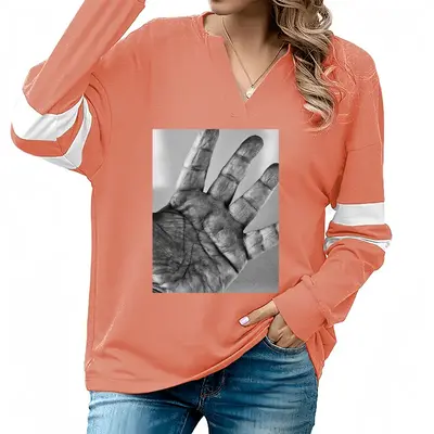 Women Life Line V-neck Loose Sweatshirt