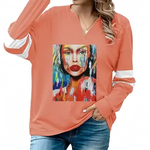 Women Summer Rain V-neck Loose Sweatshirt